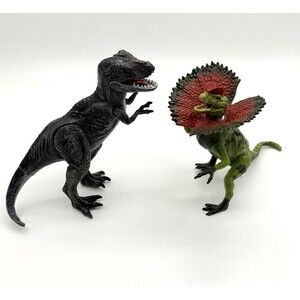 Kid Galaxy Dinosaurs Lot Fully Poseable Dilophosaurus 5" T-Rex lights Sound